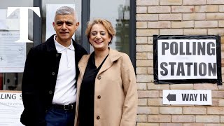 London mayoral election Sadiq Khan casts his vote in the [upl. by Ertnom]