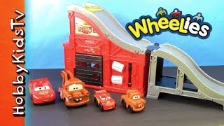 Wheelies RACE Set  Lightning McQueen And Friends HobbyKidsTV [upl. by Bartley]