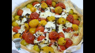 Recette de tarte aux tomates cerise pesto et mozza [upl. by Naxor]