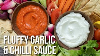 Fluffy Lebanese garlic sauce and Middle Eastern spicy chilli sauce  Two legendary condiments [upl. by Terencio]