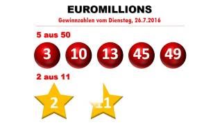 Euromillions Gewinnzahlen vom 2672016 [upl. by Leahcimnhoj]