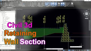 AutoCAD Civil 3d Complete Tutorials Subassembly Of Retaining Wall amp Create Sections Target Surfaces [upl. by Hepsoj]