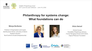 Philanthropy for systems change What foundations can do  Lunch amp Learn  ESSEC Chair [upl. by Hutchison110]