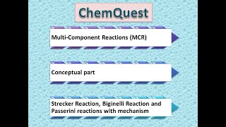 Multi Component Reaction MCR  Strecker Biginelli and Passerini reactions with mechanism [upl. by Anelleh257]