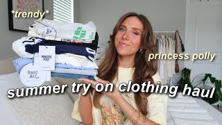 HUGE PRINCESS POLLY SUMMER TRY ON CLOTHING HAUL  outfit ideas  summer essentials trendy [upl. by Halian]