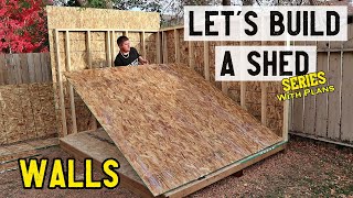 How to build a storage shed  Walls  Part 2  Plans available [upl. by Tallia]