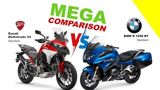 Ducati Multistrada V4 vs BMW R 1250 RT  MEGA COMPARISON  Bike Info [upl. by Mcripley]