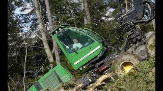 ABATTEUSE TRAVAIL EXTRÊME au cable en pente gelé [upl. by Chong]