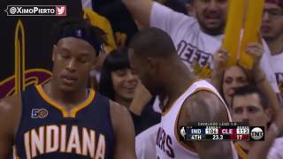 Lebron Blocks Myles Turner Cavs vs Pacers NBA Playoffs 41717 [upl. by Kciregor]