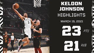 Highlights Keldon Johnsons 23 Points 21 Rebounds vs CLE  3192021 [upl. by Anahpos200]