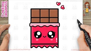 How to Draw a Cute Chocolate Bar Simple amp Easy for Kids [upl. by Noswad]