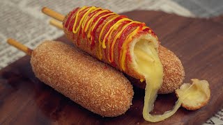 Mozzarella Cheese Corn Dog Recipe Korean Street Food [upl. by Rimaa]