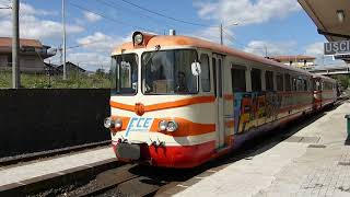 Lingualossa Sicily Italy Ferrovia Circumetnea train leave the station 2013  Rail Spots 9 [upl. by Neidhardt]