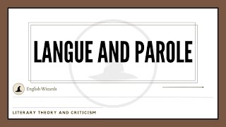 Langue and Parole  Important Topic for UGC NET English [upl. by Anauqes]