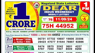 🔴Dear Lottery Result 1PM Today 110924  Sikkim Lottery Sambad [upl. by Karleen]