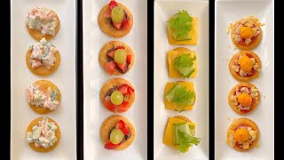 Mini Snacks For Party Quick and Easy Appetizer Recipes  4 Types of Canapes  Cooking without fire [upl. by Eilrahs]