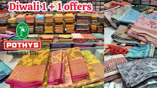 Pothys Diwali Offer Sarees from Rs700 Buy1 Get1 Offer Sarees Fancy Sarees Linen Cotton Sarees [upl. by Sacksen285]