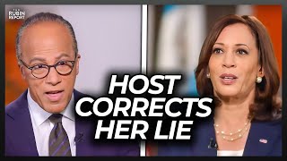 Watch Kamala Harris Get Angry as NBC Host Calmly Corrects Her Lie [upl. by Nemraciram]