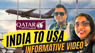 India to USA via DOHA  Qatar Airlines Economy class Food  Overall Experience  Renu Mahajan [upl. by Nalyad]