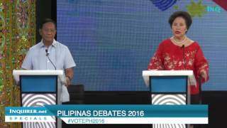 Pilipinas Debates 2016 Binay vs Santiago on VPs wealth [upl. by Xet]