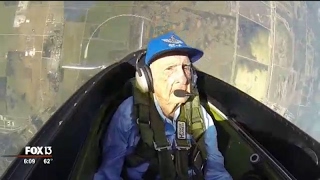 96yearold WWII pilot takes flight again in Tampa [upl. by Ashbey]