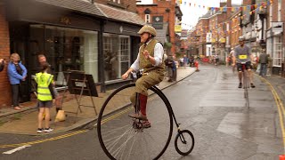 KNUTSFORD Penny Farthing Race to the Push Bike Song and Dueling Banjos [upl. by Seuguh687]