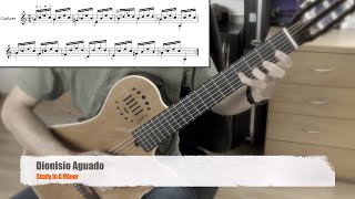 Dionisio Aguado  Study in A Minor Free score amp Tab [upl. by Dorrehs]