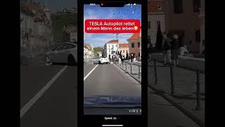 Tesla Auto Pilot saves man😱shorts tesla [upl. by Castorina387]