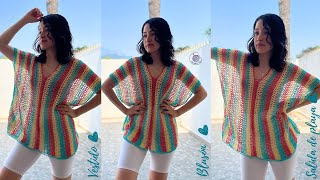 Como tejer Blusa a crochet fácil en todas las tallas  Paso a paso Crochet para principiantes [upl. by Ira]