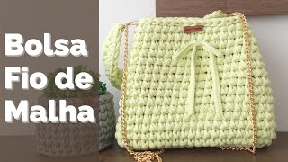 Como fazer bolsa em fio de Malha Crochê Iniciantes [upl. by Couture695]