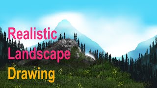 Painting a realistic landscape in one minute  Digital art time lapse [upl. by Nauqit370]