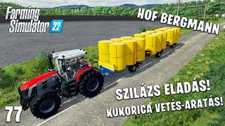 Farming Simulator 22 LIVE 77  Szilázs eladás Kukorica vetésaratás Hof Bergmann 7 [upl. by Butler556]