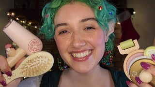 ASMR Elf Does Your Wooden Makeup amp Skincare 🎄holiday roleplay sleep aid layered sounds [upl. by Malek]