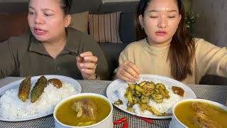 Khase ko jhol saag Karelaa Alu fry mukbang [upl. by Aneris]