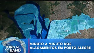 Centro de controle mostra minuto a minuto dos alagamentos em Porto Alegre  Jornal da Band [upl. by Ylrebme]