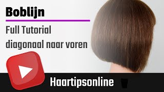 Boblijndiagonale lijn naar voren Haar knippen instructie video [upl. by Bamby]