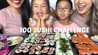 100 SUSHI CHALLENGE MUKBANG Celebrating 10K  Lets Eat [upl. by Frear]