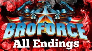 Broforce  All Endings  Kill president  Meet Jesus [upl. by Adnohr]