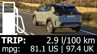 2024 Toyota Yaris Cross HEV 130 HP trip with fuel consumption economy test urban mpg l100 km hybrid [upl. by Aynatahs486]