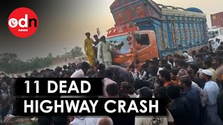 At least 11 dead after a highway crash in Pakistan [upl. by Tterrag]