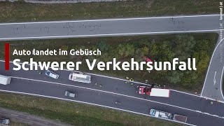 Sekundenschlaf Auto landet bei Verkehrsunfall in Wallern an der Trattnach mitten im Gebüsch [upl. by Capps]