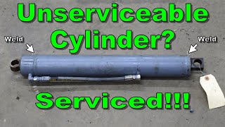 Welded Hydraulic Cylinder That Cant Be Repaired Cut Open and Resealed [upl. by Aniuqahs]