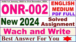 ONR 002 solved assignment 2024 in english  onr 002 solved assignment 202324  ignou onr 002 [upl. by Acirem]