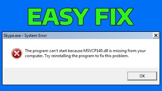 How To Fix msvcp140dll Missing Error in Windows 11  10 [upl. by Gut]