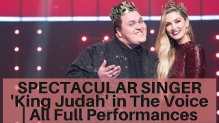 SPECTACULAR SINGER King Judah in The Voice  All Full Performances [upl. by Benedic289]