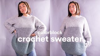 basic crochet sweater  easy crochet oversized sweater tutorial [upl. by Esom]