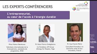 Séminaire en ligne IFDD  Lentrepreneuriat au coeur de laccès à lénergie durable [upl. by Jerald]