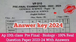 💯Ap 10th class biology pre final exam imp question paper 202410th class science pre final 2024 [upl. by Libove]