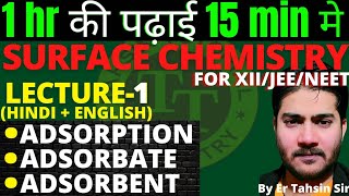 SURFACE CHEMISTRY।। ADSORPTION।। ADSORBATE।। ADSORBENT [upl. by Regnij]