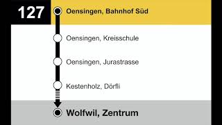 PostAuto Ansagen  127 Oensingen Bahnhof Süd – Wolfwil [upl. by Serena]